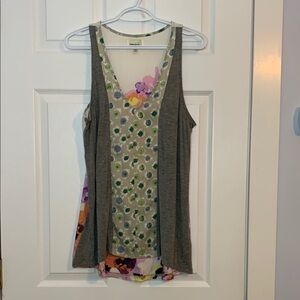 Porridge Anthropology Mixed Media Tank Pink Purple Floral Heather Gray Size M